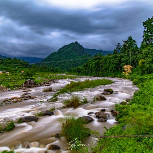 The Chel River Flowing From The Himalayas Towards The Plains, Gorubathan