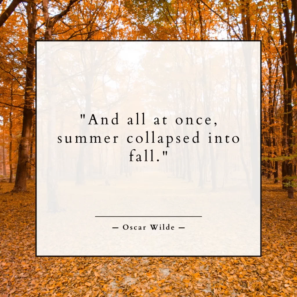 And all at once, summer collapsed into fall