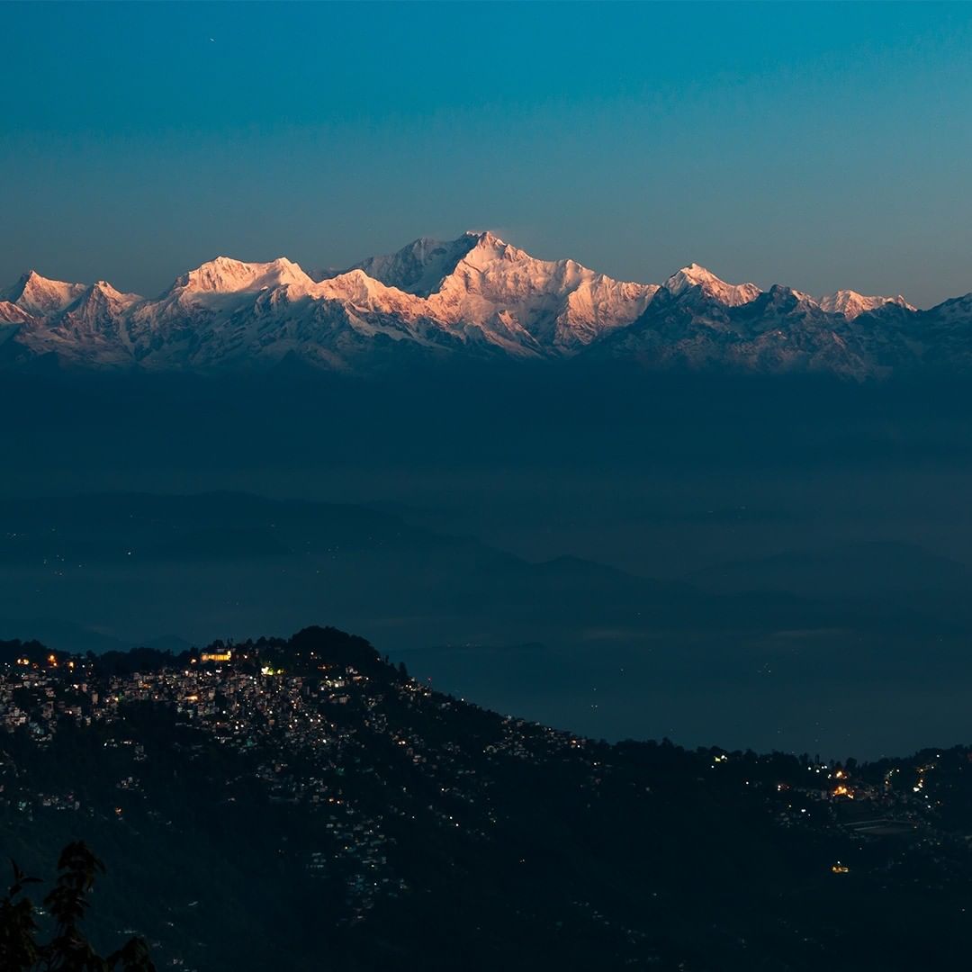 Mount Kanchenjunga with other adjoining peaks seen from Tiger Hill Darjeeling early in the morning.