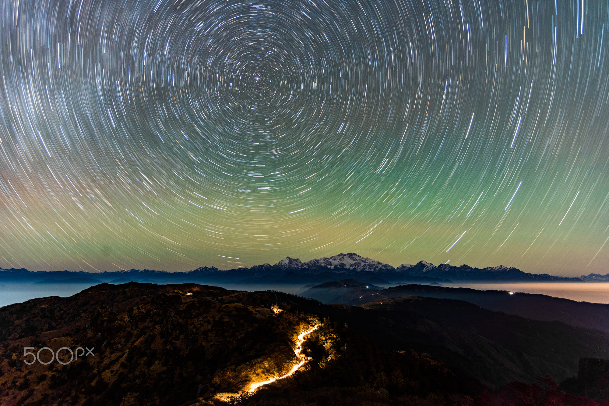 The Star Trail Over Mount Kanchenjunga
