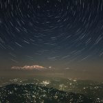 A blend of Star trails over Mount Kanchenjunga.